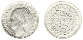 Koninkrijk NL Wilhelmina (1890-1948) - 25 Cent 1945 PE (Sch. 1058/R) - PR-