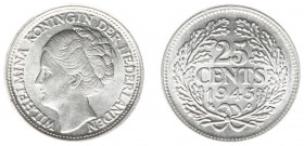 Koninkrijk NL Wilhelmina (1890-1948) - 25 Cent 1945 PE (Sch. 1058/R) - PR+