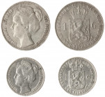 Koninkrijk NL Wilhelmina (1890-1948) - ½ en 1 Gulden 1898 (Sch. 836, 802 - ZF