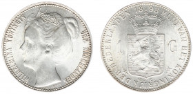Koninkrijk NL Wilhelmina (1890-1948) - 1 Gulden 1898 (Sch. 802) - UNC / schitterend exemplaar met mooie muntkleur