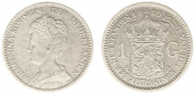 Koninkrijk NL Wilhelmina (1890-1948) - 1 Gulden 1910 (Sch. 812/S) - ZF+