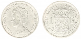 Koninkrijk NL Wilhelmina (1890-1948) - 1 Gulden 1914 (Sch. 816) geslagen met gematteerde stempels - 9,94 gram - PR - NB Het gehele stempeloppervlak is...