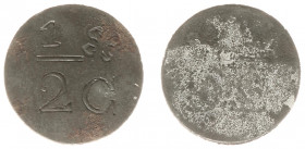 Lokale betaalmiddelen - Huismunten - Strafgevangenis 's-Hertogenbosch - ½ cents uitgifte ca. 1824-1831 lokaal fabrikaat (Sch.458, Kooij HG001.1) - VZ ...
