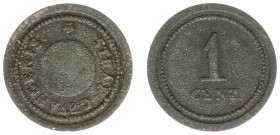 Lokale betaalmiddelen - Huismunten - Tijdelijke strafgevangenis Woerden of oningevuld - 1 cent z.j. uitgifte 1834 door 's Rijks Munt (Sch.484, Kooij H...