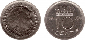 Misslagen en afwijkingen Koninkrijk NL - 10 Cent 1966 MISSLAG met slecht gemunte voorzijde (vet stempel ??) - 1,53 gram - PR