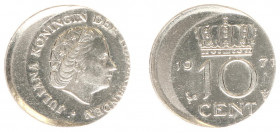 Misslagen en afwijkingen Koninkrijk NL - 10 Cent 1971 MISSLAG (excentrisch geslagen, ca. 2,5 mm ongestempeld) - PR