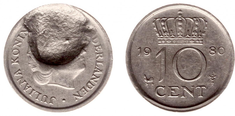 Misslagen en afwijkingen Koninkrijk NL - 10 Cent 1980 MISSLAG fors oppervlaktede...