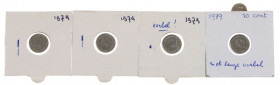 Misslagen en afwijkingen Koninkrijk NL - Lot 4x 10 cent 1979 met stempel beschadiging rond/bij oorbel