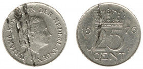 Misslagen en afwijkingen Koninkrijk NL - 25 Cent 1971 MISSLAG 'geslagen op defect muntplaatje'- ZF