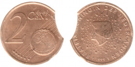 Misslagen en afwijkingen Euro's Nederland - 2 eurocent 1999 MISSLAG 'strookeinde' - PR/UNC