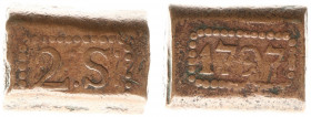 Verenigde Oost-Indische Compagnie (1602-1799) - Batavia - 2 Stuivers Bonk 1797 (Scho. 475 (S) / KM 181) - 45.67 gram - Vz: 2:S: in rechthoekige parelr...