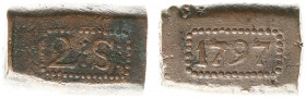 Verenigde Oost-Indische Compagnie (1602-1799) - Batavia - 2 Stuivers Bonk 1797 (Scho. 475 (S) / KM 181) - 52.25 gram - Vz: 2:S: in rechthoekige parelr...