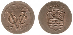 Verenigde Oost-Indische Compagnie (1602-1799) - Zeeland - Duit 1794 mmt. Burcht (Scho. 206) - UNC- / met originele kleur