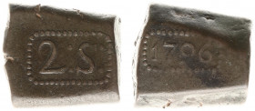 Verenigde Oost-Indische Compagnie (1602-1799) - Java - 2 Stuiverbonk 1796 met grote waarde-aanduiding en klein jaartalstempel (Scho. 474c / RR) - 39.8...