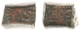 Nederlands-Indië - Bataafse Republiek (1799-1806) - Java - ½ Stuiver Bonk 1805 (Scho. 552 RRRR / KM 213) - 7.10 gram - VZ ½:S: in rechthoekige parelra...