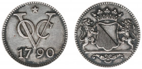 Nederlands-Indië - Nederlands-Indisch Gouvernement (1816-1949) - Duit 1790 met Ster zonder punten PROEFSLAG IN ZILVER met gladde rand (Scho. 746A /RRR...