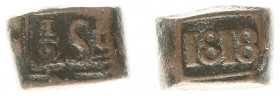 Nederlands-Indië - Nederlands-Indisch Gouvernement (1816-1949) - ½ Stuiver Bonk 1818 (Scho. 669b RR/ KM 216) - Vz: ½ St in rechthoekig kader / Kz: Jaa...