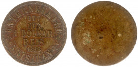 Plantagegeld / Plantation tokens - Kisaran - 1 Dollar Reis 1888 (LaBe 117a / LaWe 145/146 / Scho. -) - Obv. Gut für - value - Reis- 1888. Legend: Unte...