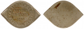 Plantagegeld / Plantation tokens - Tandjong Alam - 20 cents 1891 (LaBe 308 / LaWe 465 / Scho. -) - Obv. Eye shaped. Obverse: Gut für - value - date: i...