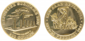 Overzeese Gebiedsdelen - Suriname - 200 Gulden 1981 "Herdenking een Jaar Revolutie" - Goud - gepoetst, BU