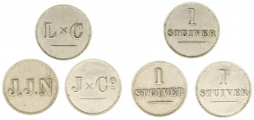 Overzeese Gebiedsdelen - Curaçao - Particuliere Stuiver z.j. (1874-1885) - 3 stuks: L x C, J.J.N en J x Co - gemiddeld ZF