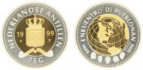 Overzeese Gebiedsdelen - Nederlandse Antillen - 75 Gulden 1999 "The Meeting of Civilizations" - oplage 750 stuks - kern goud en rand zilver - Proof