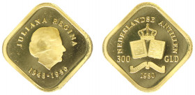 Overzeese Gebiedsdelen - Nederlandse Antillen - 300 Gulden 1980 (KM 29.2) - zonder munt- en muntmeesterteken, oplage 200 stuks (?), zeer zeldzaam (RR)...