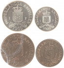 Overzeese Gebiedsdelen - Nederlandse Antillen - Ontwerpset 1969: 1-2½-10 & 25 Cent (de gulden en de stuiver ontbreken) (Sch. 1470-1471, 1473-1474, KM ...