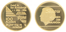 Overzeese Gebiedsdelen - Aruba - 100 Florin 1996 '20 Jaar Vlag en Volkslied' - goud - Proof, opl. 535 stuks