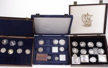 Collection silver (proof) coins and medals in 3 cassettes incl. 50 gulden pieces