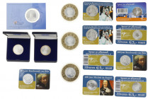 Doosje met 5 en 10 euromunten,. deels in coincard