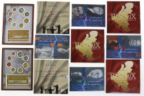 Plastic krat met div. Beneluxsets, Muntmeestersets, BU en Proof sets