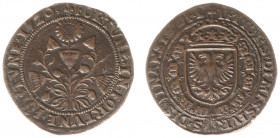 Rekenpenningen / Jetons - 1529 - Rekenpenning 'Vrede van Kamerijk' (Dugn.1223, vMieris300) - VZ Margrietplant met meerdere bloemen / KZ Gekroond keize...