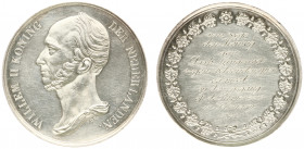 Historiepenningen - 1841 - Zilveren beloningspenning van Koning Willem II door D. van der Kellen (Dirks 582) - VZ Borstbeeld n.l. met Nederlands omsch...