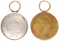 Historiepenningen - 1891 - Prijspenning '2e prijs zadelmakerswerk' - zilver 38 mm op messing met draagoog - ZF - Uitgereikt op de tentoonstelling van ...