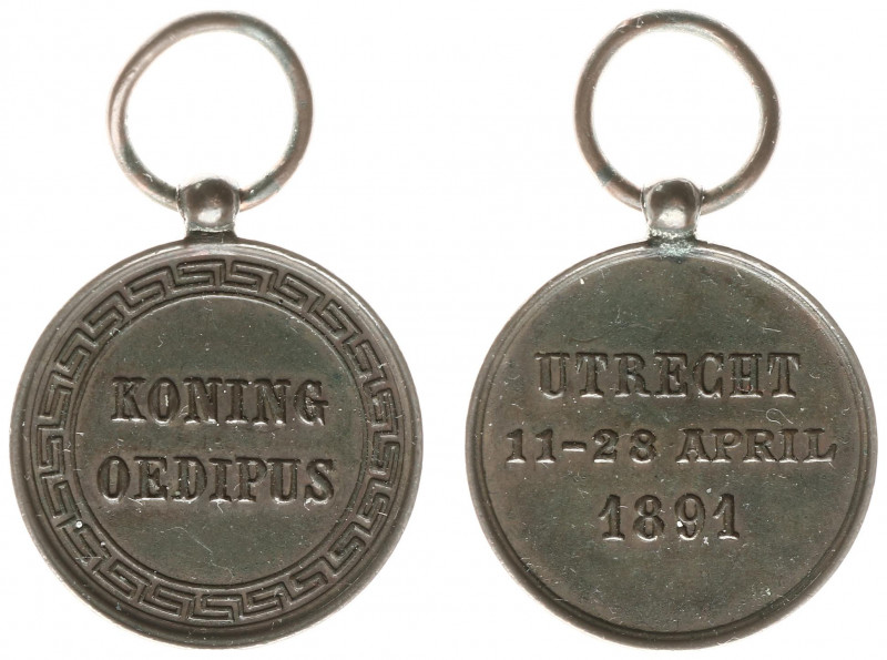 Universiteitspenningen - Utrecht 1891 - Draagpenning studentenspel 'Koning Oedip...