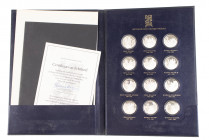 Netherlands - Collectie 'Het Huis van Oranje Nassau' in map met 12 sterling zilveren penningen, uitgifte Franklin Mint