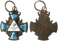 Medailles en onderscheidingen - Nederland - Kruis der Vrijmetselarij, periode Willem I (1815-1840), loge ZDT - blauw en wit geëmailleerd 52x42 mm - ZF...