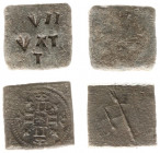 Varia - Muntgewicht(doosjes) - Muntgewicht voor 1/2 Louis d'Or (Pol176) - Vier letters L kruisgewijs - messing 14x15 mm 3,70 gram - F/ZF - toegevoegd ...