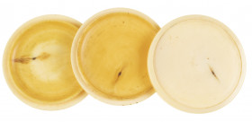 Varia - Curiosa - Gedraaid ivoren schroefdoosje voor twee gouden penningen o.d. - buitendiameter 53 mm - 18e-eeuws