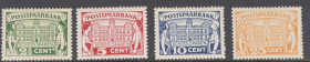 Varia - Curiosa - Set van 4 waarden (2½-5-10-25 cent) spaarzegels van de Postspaarbank ca. 1930-1940, met wat informatie