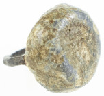 Varia - Gewichten - Rond loden blokgewicht met ijzeren beugel 25 mm 48,90 gram - gestempeld lelie en 1716
