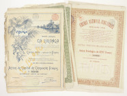 Varia - Oude aandelen - Lots world - A lot old bonds and shares: Belgium, Belgian Congo SA La Lulonga 1899 with almost all talons, 2x; Soc des Ch de F...
