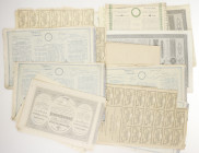 Varia - Oude aandelen - Lots world - Hungary Praemien Anleihe 1880 100 Gulden Theiss- Szegedin, with some coupons 1918-20 ; Ungar. Hypothekenbank 1884...