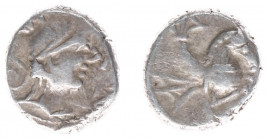 Celts - Gaul - Allobroges - AR Drachm (1st century BC, 2.37 g)- Hippocampus type - Celticized helmeted head right / Horse protome to right, with trian...