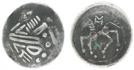 Celts - Eastern - Danube Region - AR Tetradrachm, Sattelkopfpferd type, imitations of Philip II of Macedon issue 2nd cent. BC. Stylized head of Zeus r...