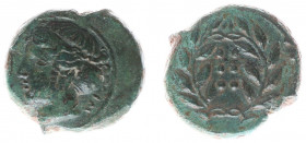 Italy - Sicily - Himera - AE Hemilitron (c 415-409 BC, 5.16 g) - Head of nymph left, six pellets (mark of value) before / Mark of value (six pellets) ...