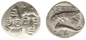 Northern Greece - Thrace - Moesia / Istros - AR Drachm (c 340/30-313 BC, 4.55 g) - Facing male heads, the left inverted / Sea-eagle left, grasping dol...