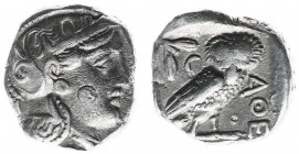 Illyria and Central Greece - Attica - Athens - AR Tetradrachm (ca. 454-404 BC, 16.48 g) - Helmeted head of Athena right with frontal eye / Owl standin...