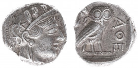 Illyria and Central Greece - Attica - Athens - AR Tetradrachm (ca. 16.67 g) - Helmeted head of Athena right with frontal eye / Owl standing to right, ...